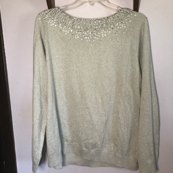 Chico’s blingy light gray sweater - Picture 5 of 7